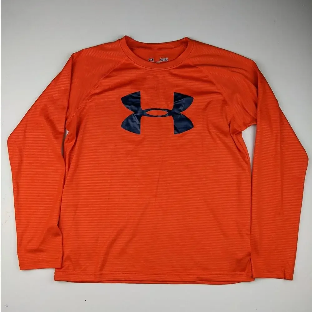 Under Armour Orange Long Sleeve Athletic Shirt - Youth Large